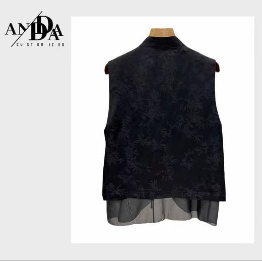 【MYBL】（清雅竹韵）8613新中式拼网纱提花盘扣马甲-喜出 商品图2