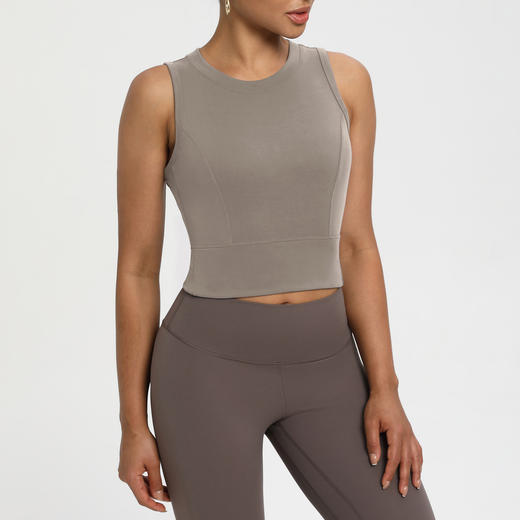 跃牌【倚窗听雨】Athena 砂洗罗纹运动背心女裸感外穿无袖健身运动瑜伽服上衣DA119 商品图2