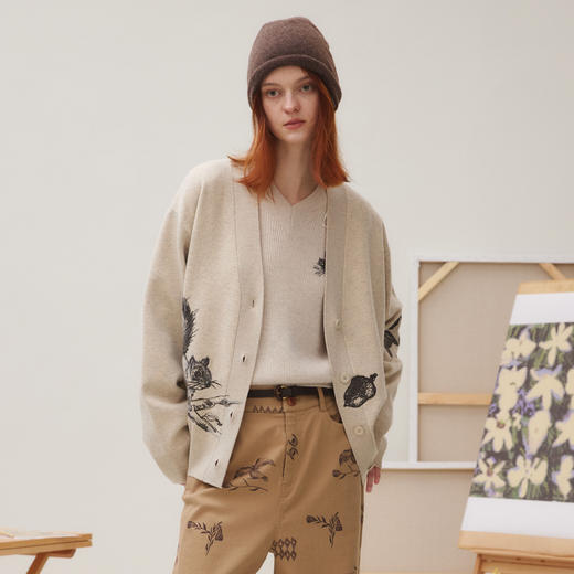 谜底针织开衫女2025秋季新品原创绣花慵懒百搭舒适毛衣253MZ1370 商品图0