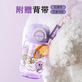 苏泊尔奇遇团团双饮塑料杯儿童便携吸管高颜值水杯600ml.白色音乐会 /厨具 /水具 /塑料杯 商品图2