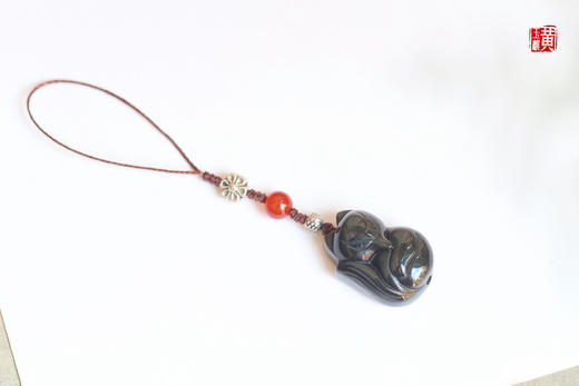 彩虹眼黑曜石狐狸手机挂饰 商品图1