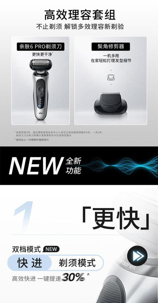 博朗6系po进口1200s剃须刀银色 商品图1