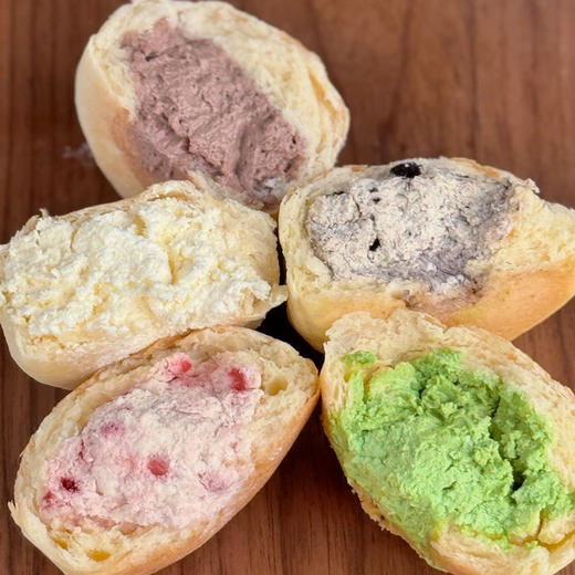 热卖！软fufu、凉丝丝！大末手作冰面包 80g*8枚 原味奶酪/可可/奥利奥/草莓/开心果口味 商品图0