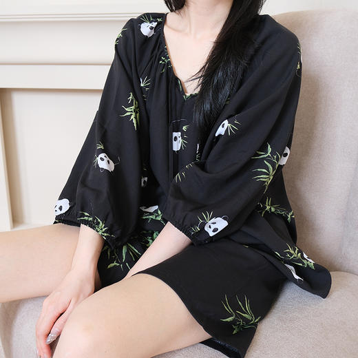 【YW】无忧购棉绸七分袖短裤家居服新中式套头睡衣带内衬KSE 8903 （截单后3-5天发货) 商品图9