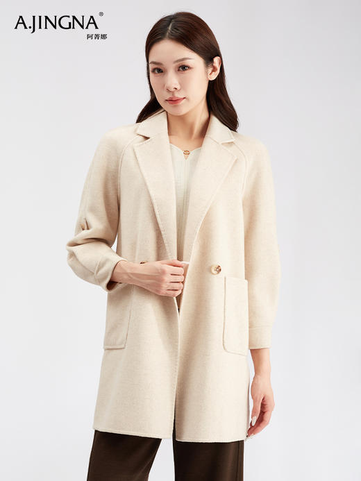 【商城同款】阿菁娜高级韩系赫本风中长款羊毛大衣F30D211033 商品图0