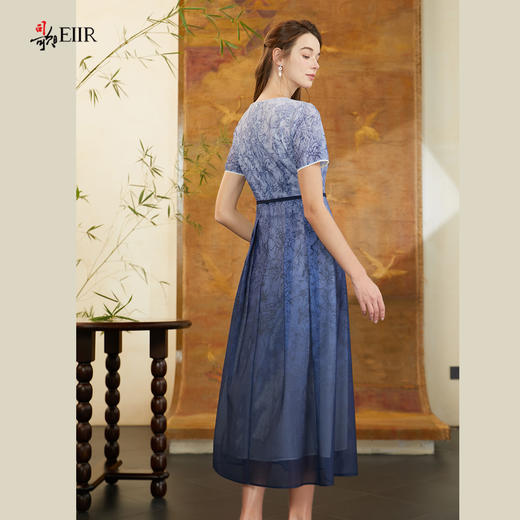 司歌印花修身显瘦复古优雅连衣裙短袖夏A911224X 商品图3