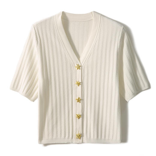 法式海星扣v领针织开衫｜高弹不变形、穿上自带贵气感 商品图6