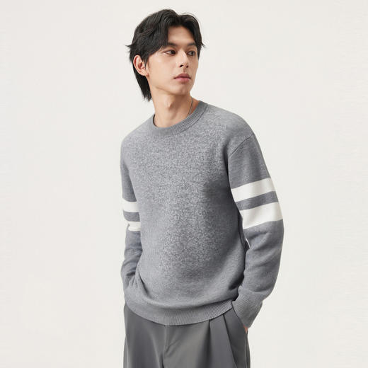 gxg.jeans男装 双色撞色拼接时尚简约圆领毛衣线衫上衣 25冬热卖 商品图2