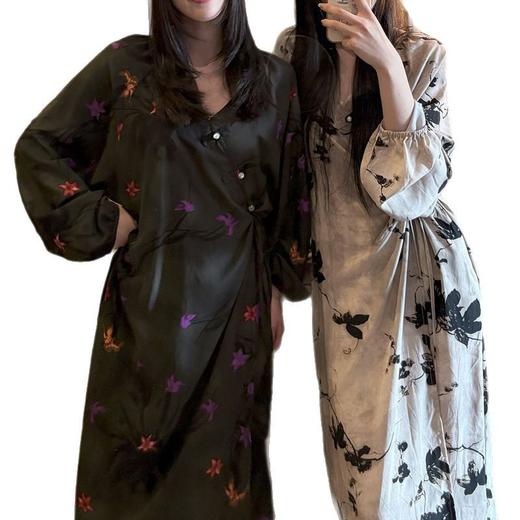 【YW】无忧购【甄选】棉绸绑带长裙可外穿家居服睡裙SFY 2588（截单后3-5天发货) 商品图4