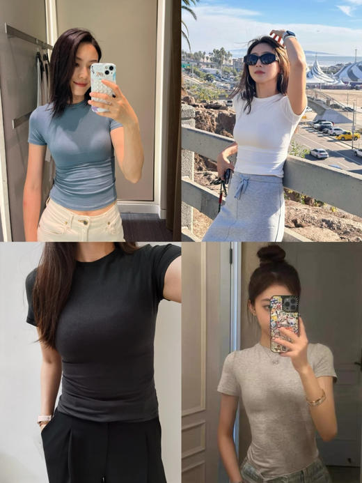 国内代工货！25款skims cotton Jersey系列女士针织修身T恤～ 商品图0