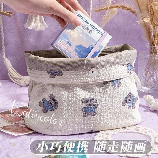 【走到哪里画到哪里】假期水彩摸鱼本 迷你水彩颜料 亚克力盒随身便携写生 旅行绘水彩本画画本 调色小画板 商品图2