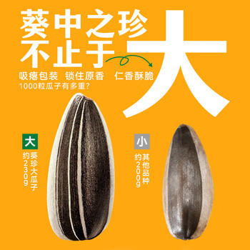 葵珍恰恰高端原味大瓜子葵花籽三分熟98g休闲零食大礼包办公室零食 商品图1