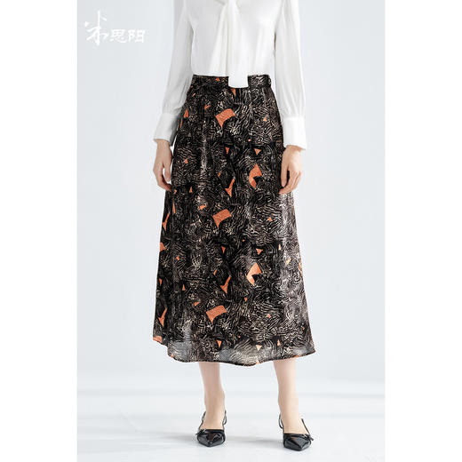 米思阳2026春季印花A字半身裙减龄印花高级感百搭显瘦伞裙女4267 商品图0