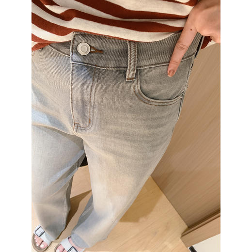 2025新款韩系海雾灰牛!lai卡四面弹石磨酵洗阔腿牛仔裤！ 商品图2