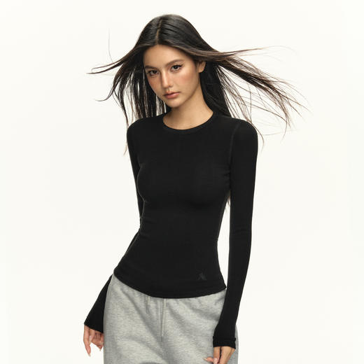 Ariseism 美式复古基础长袖t恤女2025春秋新款修身上衣内搭打底衫 商品图4