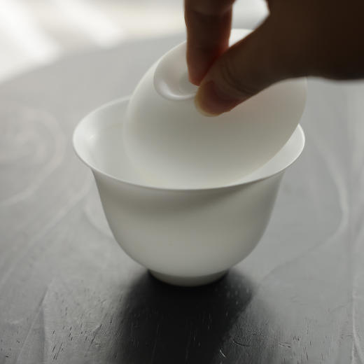 【饮月堂】德化白瓷羊脂/冰种玉瓷玉兰盖碗满容约150cc 商品图3
