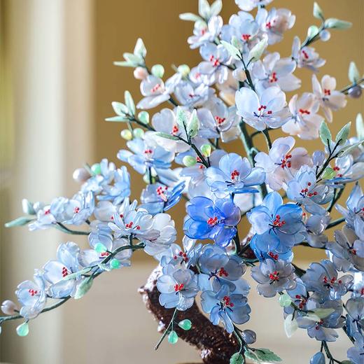 【已售】独角鹿西洋古董中国出品传统宝相花纹景泰蓝盆装饰「蓝韵樱花」珍宝像生盆景 商品图2