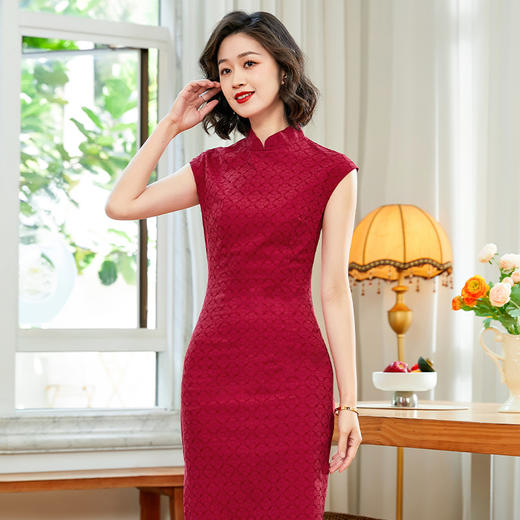 「自」全新升级【铂金会员257/天猫339/差价82】(71133)洛诗琳新中式复古提花连衣裙2025夏季新款国风改良旗袍裙 商品图3