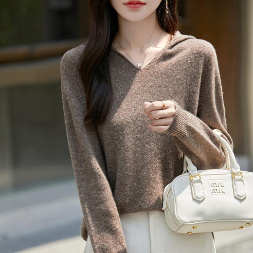 100%羊毛 点子纱羊毛衫，连帽款 商品图1