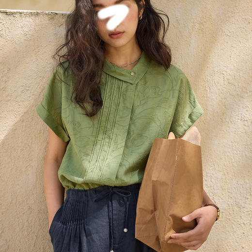 裁缝学苑AS542法式亚麻不对称翻领衬衫纸样女装新款短袖上衣样板图纸 商品图1