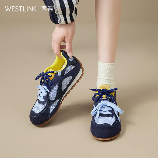 【限时秒杀】西遇德训鞋女新款秋季复古拼色网面休闲鞋丑萌圆头平底运动鞋V1656985 商品图2