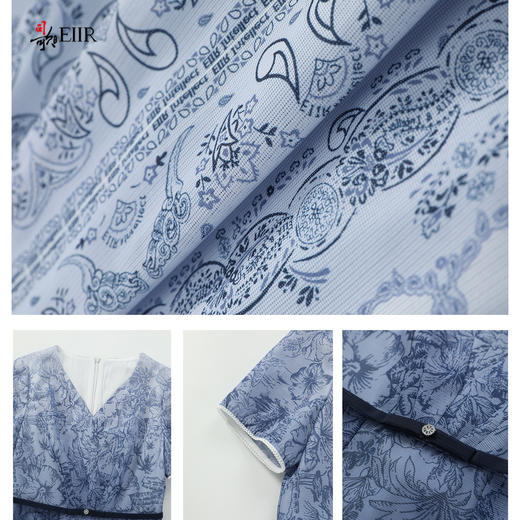 司歌印花修身显瘦复古优雅连衣裙短袖夏A911224X 商品图2