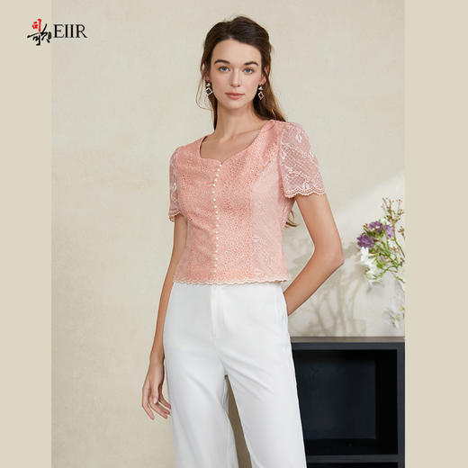 司歌蕾丝短袖收腰上衣T911016x 商品图0