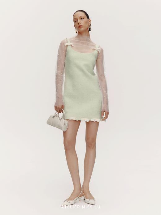 【绿野信使】书页蝴蝶结拼接绵羊毛A字吊带连衣裙 商品图2