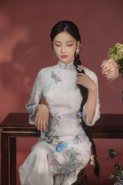 逸红颜明月优选「竹芍」云裳花影 · 竹枝芍药 新中式改良旗袍 清冷竹花神~ 商品图12