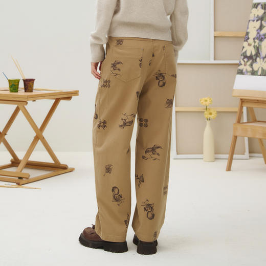 谜底萝卜裤女2025秋季新品棉弹亲肤手绘印花休闲九分裤253MK1178 商品图2