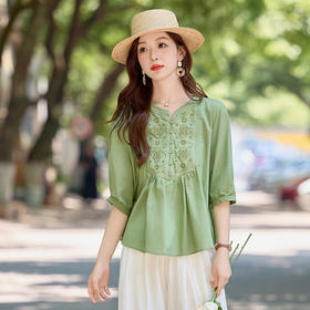 【预售3天】PY 2025新款气质纯棉刺绣衬衫 &69017-1