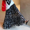 茱莉缇JURLIEDI 塞纳河絮语 黑白印花半身裙  轻盈透气 丝滑柔软 商品缩略图6