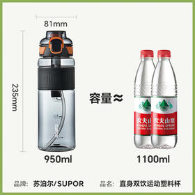 苏泊尔（SUPOR）运动水杯超大容量夏季塑料杯学生儿童吸管杯子tritan便携男士水壶 /厨具 /水具 /塑料杯