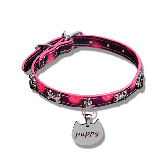 魅灵温变 银色骨头黑变红狗狗牌项圈 项圈+牵引 商品图1