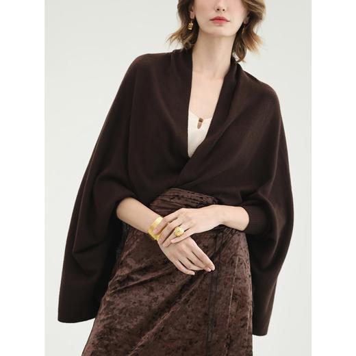 COCOBELLA通勤休闲含羊毛毛衣女松弛感保暖披肩针织衫MZ3235 商品图4