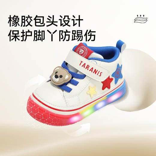泰兰尼斯宝宝闪灯鞋秋季新款软底运动童鞋男童发光机能鞋女童板鞋 T01T5C7818 商品图3