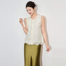 「高货wl」全新升级【铂金会员192/天猫259/差价67】(65014)洛诗琳法式重工钉珠刺绣上衣2025夏季精致洋气蕾丝马甲