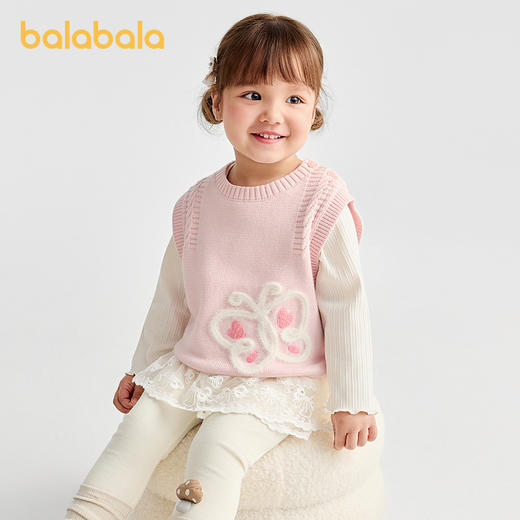 【商场同款】巴拉巴拉宝宝针织背心女童毛衣绣花2025新款秋装甜美 商品图2