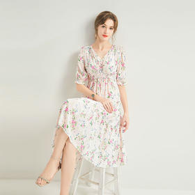 「高货kbnq」全新升级【铂金会员487/天猫659/差价172】(72117)洛诗琳法式V领印花裙2025夏季气质长款碎花真丝连衣裙女