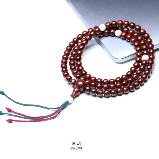 【青山特惠】7.3*8*108颗琴料镶嵌24k金标  搭配猛犸 5星料小叶紫檀【敦煌】手串 商品图8