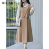 未风卡其色假两件连衣裙女秋2025年秋季新款女装气质文艺长款裙子 商品缩略图2