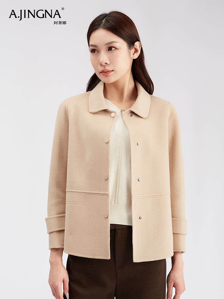 【商城同款】阿菁娜时尚气质短款绵羊毛大衣F30D211035