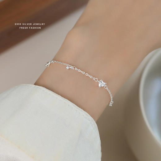 【简单爱】S999纯银锆石爱心手链【YXS-L1117】 商品图3
