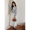 【6折秒杀】鹿向南「芭蕾手账」慵懒风蕾丝拼接灰色圆领卫衣女秋显瘦长袖上衣L56797 商品缩略图2