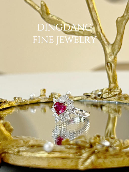 收藏爱心红宝石 主石1.53  D1.119Ct莫桑比克 戒指 商品图0