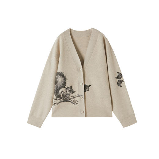 谜底针织开衫女2025秋季新品原创绣花慵懒百搭舒适毛衣253MZ1370 商品图4