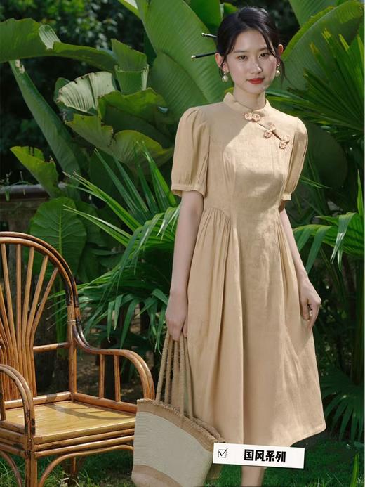 中秋大力度清仓~（不支持退）【MYBL】8880新中式国风修身后系带暗纹连衣裙-喜出 商品图0