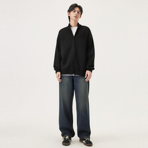 gxg.jeans男装  肌理拼接设计时尚开襟拉链毛衣线衫外套 25秋热卖 商品图4