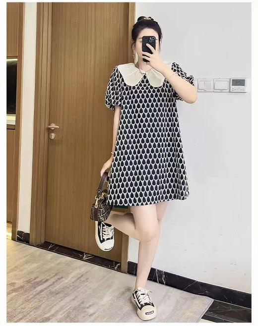 【MYBL】法式格纹珠光纱领撞色减龄中款连衣裙-喜出 商品图3