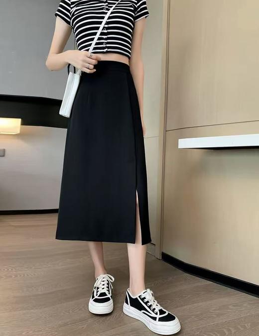 【MYBL】807垂感侧开叉后松紧腰超显瘦西装裙-喜出 商品图1